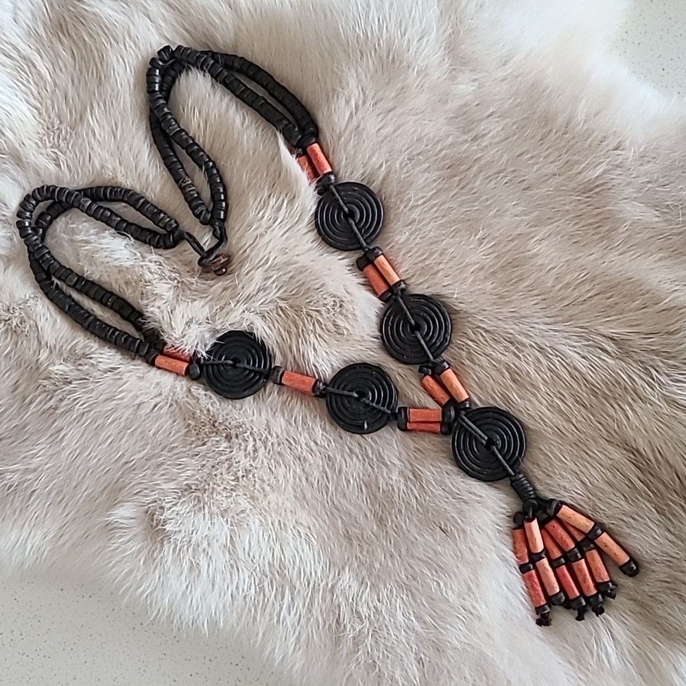 *2/$30 summer clearout* EUC handmade wooden beads necklace